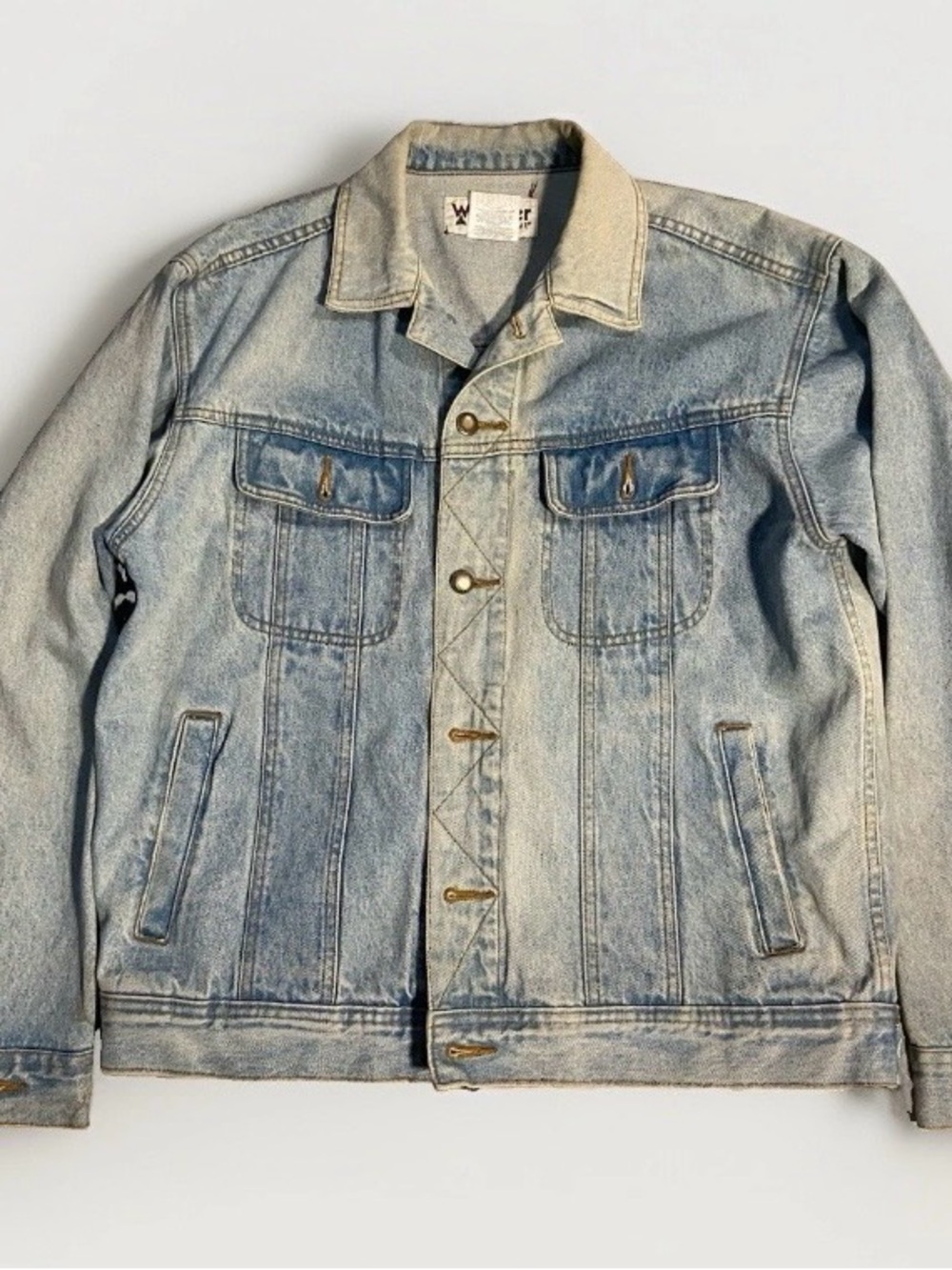 VTG Y2K Wrangler Rugged Wear Denim Jacket Light Wash Jean Trucker USA Men's M